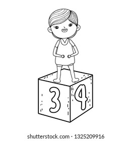 little boy with blocks numbers