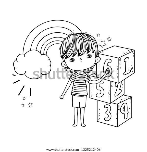 Little Boy Blocks Numbers Stock Vector (Royalty Free) 1325212406 ...