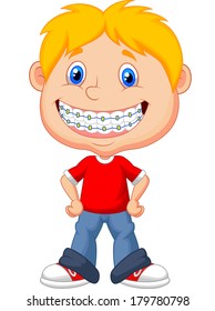 Little boy with brackets