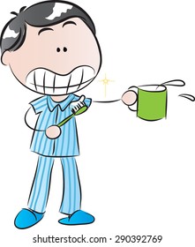  Little boy brushing teeth