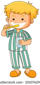 Little boy brushing teeth illustration