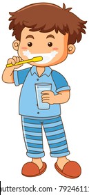 Little boy brushing teeth illustration