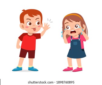 Little Boy Bully Little Girl Until Stock Vector (Royalty Free ...