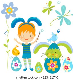 little boy in bunny costume