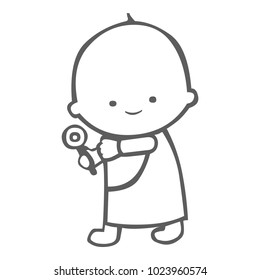 a little boy with candy silhouette vector illustration isolated on white