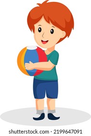 Little Boy Carrying a Ball Character Design Illustration