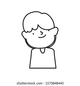 little boy cartoon character vector illustration thick line