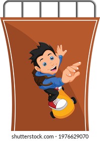 Little boy cartoon playing skateboard