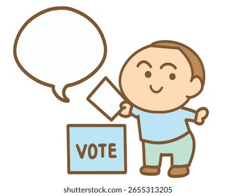 Niño pequeño emite su voto en las urnas