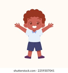 Caracter de niño pequeño. Niños De La Escuela Primaria Con Ilustración Uniforme