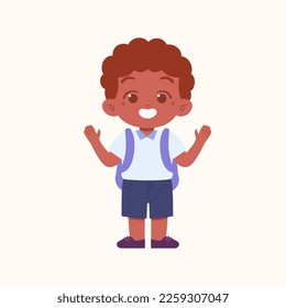 Little Boy character. Elementary School Kids Wearing Uniform Illustration