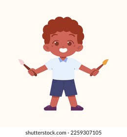 Caracter de niño pequeño. Niños De La Escuela Primaria Con Ilustración Uniforme