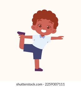 Little Boy Charakter. Grundschulkinder, die eine einheitliche Illustration tragen
