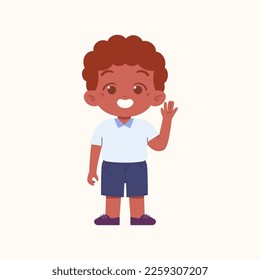 Little Boy character. Elementary School Kids Wearing Uniform Illustration