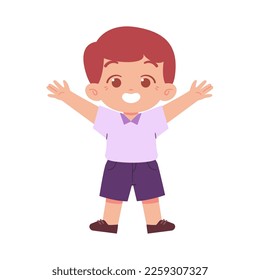 Little Boy Charakter. Grundschulkinder, die eine einheitliche Illustration tragen