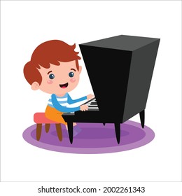 Little boy character playing activity vector template design illustration