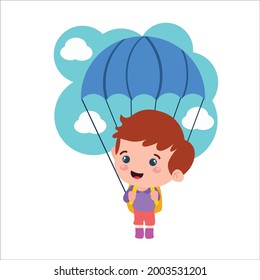 Little boy character playing activity vector template design illustration