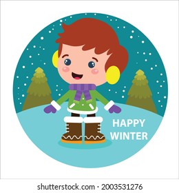 Little boy character playing activity vector template design illustration