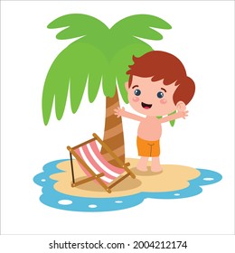 Ilustración de diseño del vector de actividad de reproducción de caracteres de pequeño niño