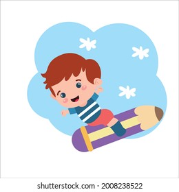 Little boy character playing activity vector template design illustration