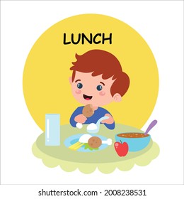 Little boy character playing activity vector template design illustration