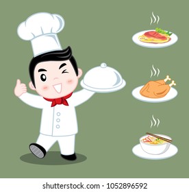 little boy chef vector cooking illustration cartoon