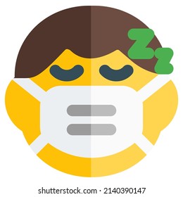 Little Boy Child sleeping while wearing the mask