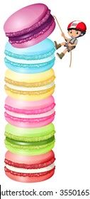 Niñito trepando la ilustración de macarons