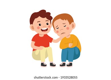 Little Boy Consoling His Crying Friend Stock Vector (Royalty Free ...