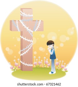 Un niño pequeño y la cruz
