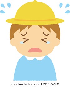 the little boy is crying