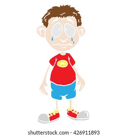 kleiner Junge, der Cartoon weint