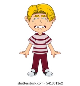 Little boy crying cartoon vector illustration