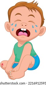 little boy crying with injured knee