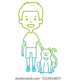 little boy with cute cat