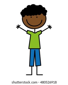 little boy cute character vector illustration design