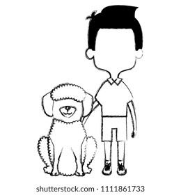 little boy with cute dog