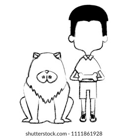 little boy with cute dog
