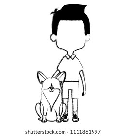 little boy with cute dog