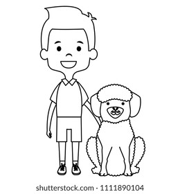 little boy with cute dog