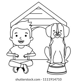 little boy with cute dog