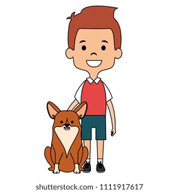 little boy with cute dog