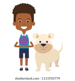little boy with cute dog