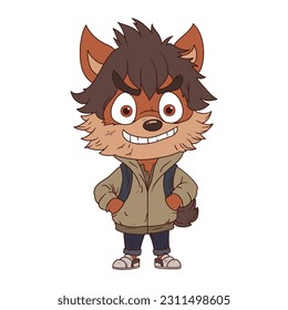 niño pequeño en el lindo hombre lobo personaje monstruo de Halloween