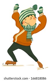 Little boy dancing on ice.