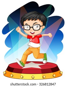 Niñito bailando en la ilustración del escenario