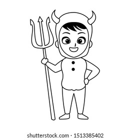 little boy with devil costume character vector illustration design