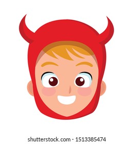 little boy with devil costume head character vector illustration design