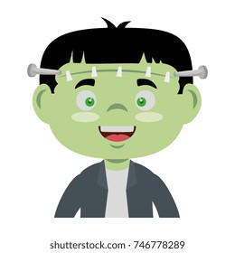 little boy disguised as a Frankenstein