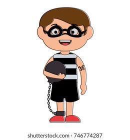 little boy disguised as a prisoner